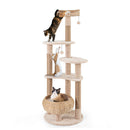 164Cm Cattail Cat Tower With Jute Scratching Posts Beige