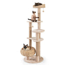 164Cm Cattail Cat Tower With Jute Scratching Posts Beige