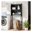 166 Cm Over The Toilet Cabinet Bathroom Organizer With Hooks Black