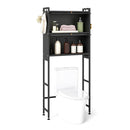 166 Cm Over The Toilet Cabinet Bathroom Organizer With Hooks Black