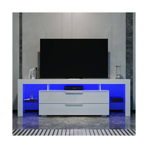 16 Colors Led Tv Entertainment Storage Unit With 2 Vertical Drawers