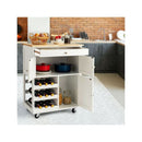 Rolling Kitchen Cart With 3 Tier Wine Racks And Cupboards