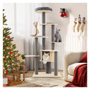 172 Cm Cat Tree Multi Level Cat Tower With Padded Perch And Mats Grey