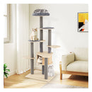 172 Cm Cat Tree Multi Level Cat Tower With Padded Perch And Mats Grey