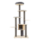 172 Cm Cat Tree Multi Level Cat Tower With Padded Perch And Mats Grey