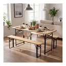 177 Cm Folding Picnic Table With 2 Benches Solid Fir Wood Table Black