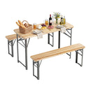 177 Cm Folding Picnic Table With 2 Benches Solid Fir Wood Table Black