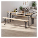 177 Cm Folding Picnic Table With 2 Benches Solid Fir Wood Table Black
