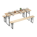 177 Cm Folding Picnic Table With 2 Benches Solid Fir Wood Table Black