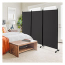 180 Cm 3 Panel Folding Room Divider With Lockable Wheels