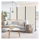 180 Cm 3 Panel Folding Room Divider With Lockable Wheels