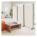 180 Cm 3 Panel Folding Room Divider With Lockable Wheels