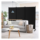 180 Cm 3 Panel Folding Room Divider With Lockable Wheels