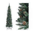 180Cm Artificial Slim Pencil Christmas Tree With Pine Cones