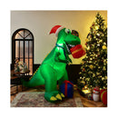 180 Cm Christmas Inflatable Dinosaur With Led Lights For Yard Deck