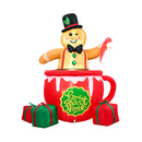 180Cm Christmas Inflatable Gingerbread Man With Led Lights