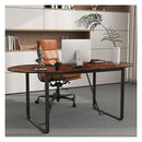 180 Cm Conference Table With Sturdy Metal Legs Rustic Brown