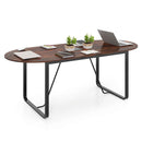 180 Cm Conference Table With Sturdy Metal Legs Rustic Brown
