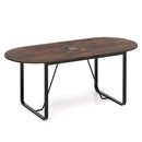 180 Cm Conference Table With Sturdy Metal Legs Rustic Brown