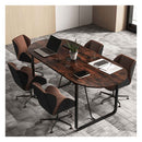 180 Cm Conference Table With Sturdy Metal Legs Rustic Brown