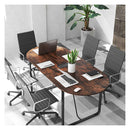 180 Cm Conference Table With Sturdy Metal Legs Rustic Brown