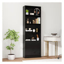 180Cm Freestanding Farmhouse Bookcase With Doors 6 Shelves Black