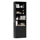 180Cm Freestanding Farmhouse Bookcase With Doors 6 Shelves Black