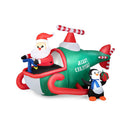 190Cm Christmas Inflatable Santa Claus With Penguins On Helicopter