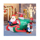 190Cm Christmas Inflatable Santa Claus With Penguins On Helicopter