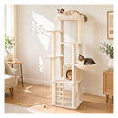 194 Cm Tall Modern Cat Tree For Indoor Cats With Condo Top Perch Beige