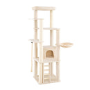 194 Cm Tall Modern Cat Tree For Indoor Cats With Condo Top Perch Beige