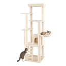 194 Cm Tall Modern Cat Tree For Indoor Cats With Condo Top Perch Beige