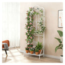 1 Pc 190 Cm Freestanding Rose Metal Trellis With Foldable Shelf White