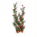 1 Pc 190 Cm Freestanding Rose Metal Trellis With Foldable Shelf White