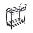 2 Tier Kitchen Bar Cart Trolley Serving Drink Coffee Liquor Tea
