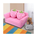 2 Seat Kids Sofa Children Lounge Bed with 2 Cute Strawberry Pillows