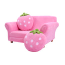2 Seat Kids Sofa Children Lounge Bed with 2 Cute Strawberry Pillows