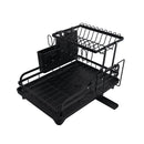 2 Tier Foldable Kitchen Dish Rack Drain Rack With Drainer Tray