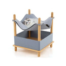2 Tier Wooden Cat House With Condo And Removable Clothes