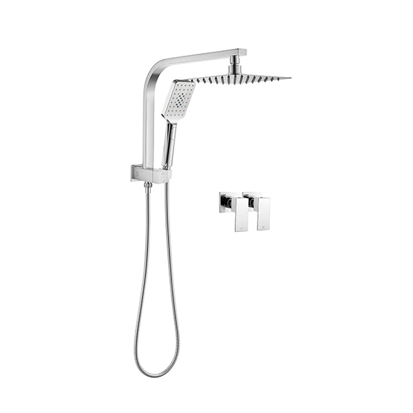 200Mm Chrome Stainless Bathroom Shower Head Set With Square Mixer Taps