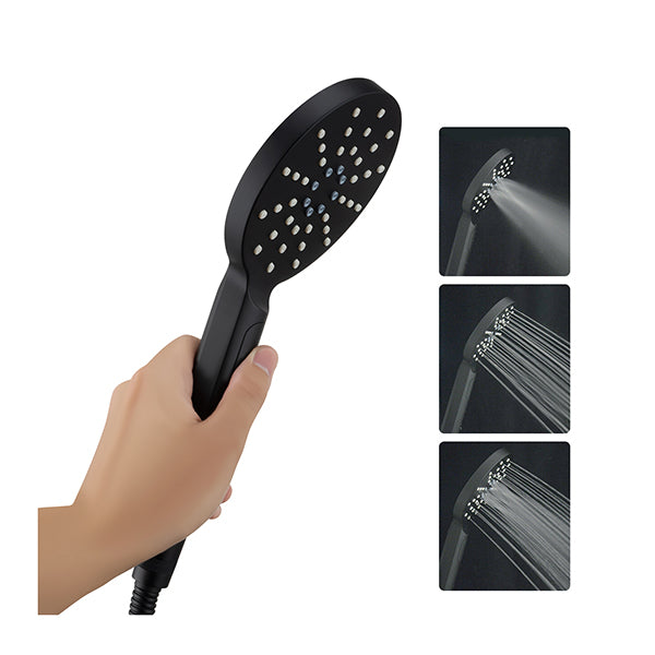 200Mm Round Black Bathroom Showerheads Set Rain Shower Head 3 Modes