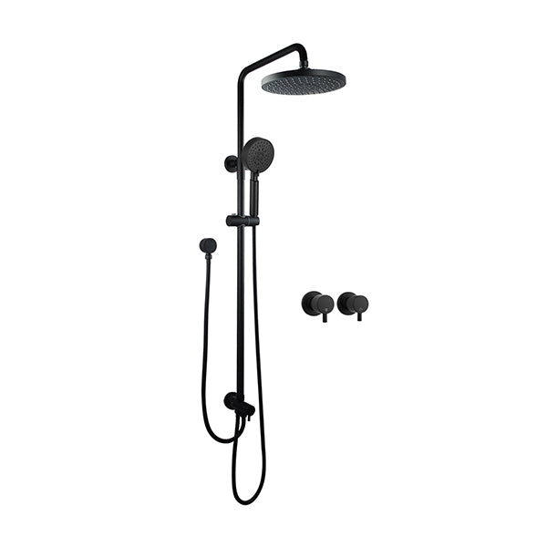 Gooseneck Shower Set 200Mm Head 5 Mode Handheld Head With Wall Taps