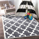 Pine Glen Grey White Lattice Kids Rug