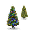 210Cm Pre Lit Artificial Christmas Tree With Multicolored Led Lights