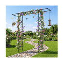 213 Cm Garden Arch Feeding Station Heavy Duty Arch Trellis Black