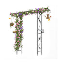 213 Cm Garden Arch Feeding Station Heavy Duty Arch Trellis Black