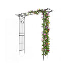 215Cm Arch Trellis Garden Arbor With Extended Roof For Climbing Plants