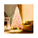 220Cm Snow Flocked Christmas Tree With 1100 Branch Tips 450 Led Lights