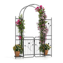 220 Cm Tall Garden Arch With Gate Planter Shelves Climbing Trellises