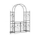 220 Cm Tall Garden Arch With Gate Planter Shelves Climbing Trellises